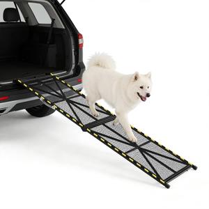 75'' L & 20'' W Dog Ramp for Pets - Collapsible & Portable Steel Pet Ramp, Incline Access Ramp for Car SUV/Truck/RV/Bed, Lightweight Ramps with Non-Slip Mesh Up to 300LBS, Black