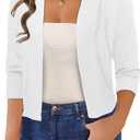 Women's 3/4 Sleeve Cropped Cardigan Sweaters Open Front Bolero Short Shrugs S-XL (Large)