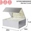 UoeRing 1 Extra Large Silver Gift Box 20x16x7 inch Luxury Gift Box for Presents with Magnetic Closure Lid Collapsible,Birthday,Christmas,Contains Card, Ribbon,Tissue Paper,Shredded Paper Filler