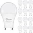 GU24 LED Light Bulb, 5000K Daylight, 9W(100W Equivalent), 800 Lumens, A19 Shape GU 24 LED Bulbs, Twist and Lock GU24 Pin Base with Two Prongs, Non-Dimmable, UL ETL Certificated(12-Pack)
