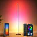 RGB+IC Floor Lamp with App Control 1000 Lumens Smart LED Corner Lamp Music Sync 16 Million DIY Colors for Living Room & Bedroom Black