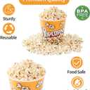 Plastic Popcorn Containers Retro Style Reusable Popcorn Buckets for Movie Night 7.1x7.1x5.1 - 4 Pack