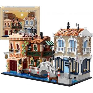 Venice Rivera Building Block Set, Italian Canal City Architecture, Street View Kit with LED Lighting, Collectible Home Decor Gift for Adults & Teens,4610 Pieces,Barweer 010
