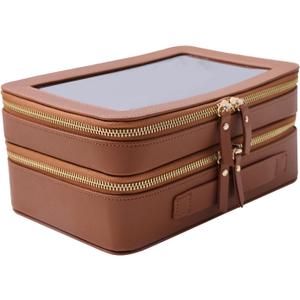 SANHECUN Clear Travel Toiletry bag Toiletry Case Carry on Travel Accessories Bag Makeup Bag (Brown, SHC-TL-2)