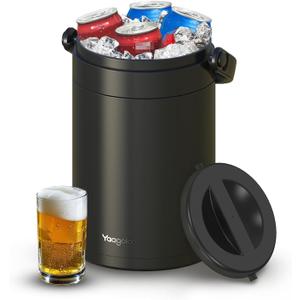 4.8L Insulated Ice Bucket, 5Quart Double Wall Vacuum Stainless Steel Keeps Frozen Longer, insulated Wine Cooler used for Parties, Cocktail bar, Wine, Champagne,travel and fishing, 28.3cm*21.4cm