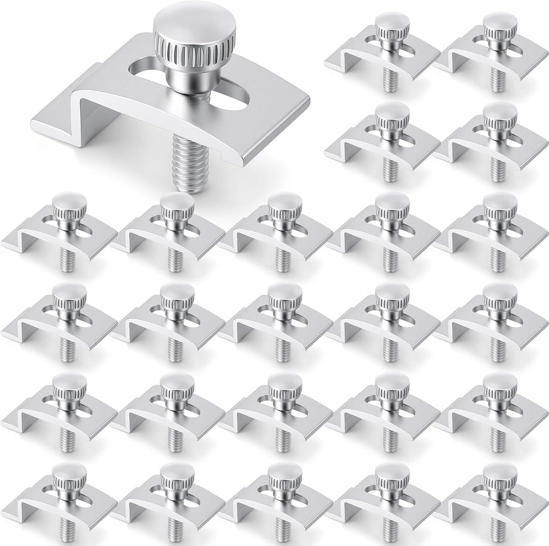 Blulu 24 Pcs T 8726 1/4 Inch Aluminum Storm Door Panel Clip Storm Window Screen Clips Screen Door Hardware(Aluminum)