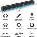 GEOYEAO 2.2 CH Detachable Sound Bar with Built-in Dual Subwoofer, 180W RGB Bluetooth Soundbar for TV, Support HDMI ARC/Optical/AUX, Surround Speaker System for Gaming/Home Theater/PC