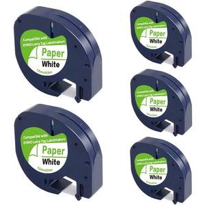 6-Pack Compatible Label Tape for DYMO LetraTag Refills 91330 10697 S0721510, 12mm White Thermal Label Maker Tape, Work with DYMO LetraTag LT-100H LT-100T Plus 200B QX50 XR XM 2000