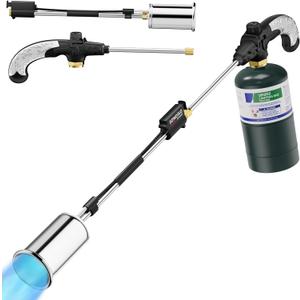 Sondiko Propane Torch Weed Burner, High Output Weed Torch Flamethrower, 30" Detachable Long Arm Heavy Duty Blow Torch For Garden, Wood, Ice, Snow, Melting(PROPANE TANK NOT INCLUDED) (Black & Silver)