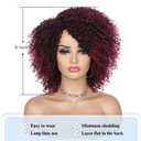 Quantum Love Short Kinky Curly Wigs Side Part Afro Curly Wig for Black Women Ombre BurgundTwist Out African American Synthetic Wigs