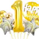 Gold 1 Balloon Number 40 Inch, Foil Mylar Gold Balloons, One Balloons for 1st Birthday Decorations Girl Boy, One Balloon for Golden Birthday Party Decorations