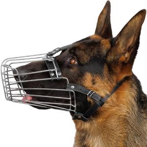 BRONZEDOG Wire Basket Dog Muzzle, Breathable Metal Mask for Small, Medium & Large Dogs, Adjustable & Padded, Training & Behavior Support (Size 6) (German Shepherd)