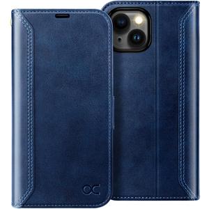 OCASE Compatible with iPhone 15 Wallet Case, PU Leather Flip Folio Case with Card Holders RFID Blocking Kickstand [Shockproof TPU Inner Shell] Phone Cover 6.1 Inch 2023, Retro Blue