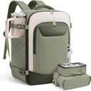 LOVEVOOK 50L Travel Backpack for Women Men, Large Carry on Backpack for Airplanes TSA Personal Item Travel Bag fits 17.3" Laptop, Waterproof Weekender Essentials Airline Approved with 2 Packing Cubes (Light Green-beige-olive Green)