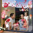 2 x 9 Sheets Valentines Day Window Clings Decor: Double-Sided Gnome Window Stickers, Cute Heart & Love Static Cling Decals, Reusable Valentine Decorations for Home School Office Party and Store