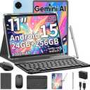 2026 Android 15 Tablet, 11 inch Tablet with Keyboard, 24GB+256GB+2TB Expand, Octa-Core, 8000mAh, Gemini AI Tablets PC with 5G/2.4G WiFi, BT5.0, GPS, 2 in 1 Tablets with Case, Mouse, Stylus(Silver)