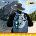 Solar Fan Hat Rechargeable 2 Detachable Solar Fans, Water-Repellent Wide Brim Bucket Hat, Outdoor Camping Hiking Golf Sun Hat (Darkgray)