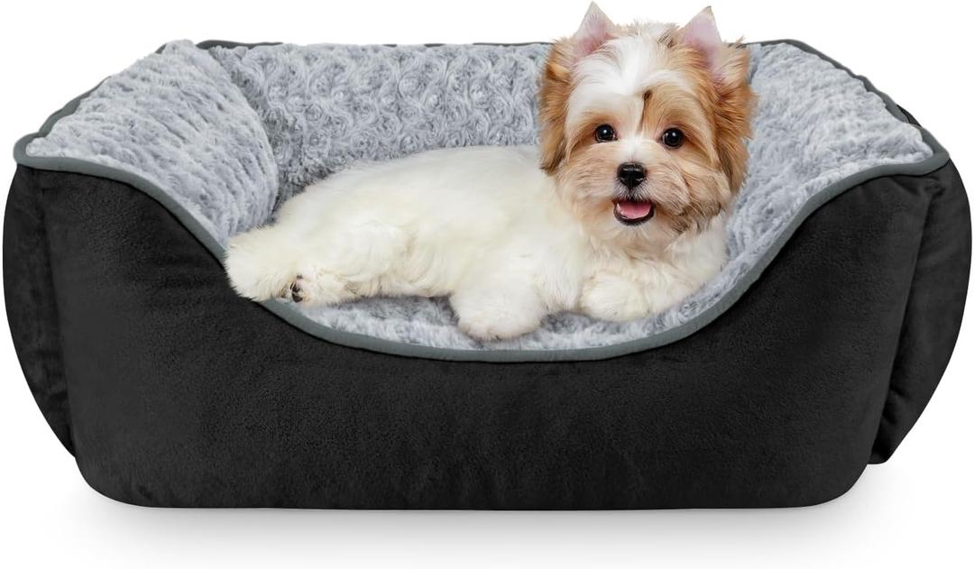 JOEJOY Rectangle Dog Bed for Large Medium Small Dogs - Washable Orthopedic Sofa Bed, Soft Breathable Puppy & Pet Cuddler, Durable Calming Dog Bed with Anti-Slip Bottom, Black Small