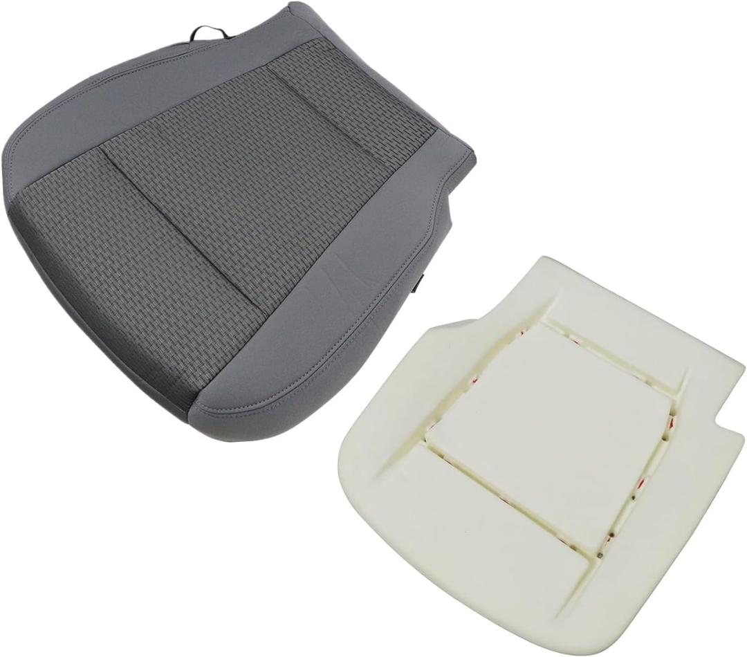 FZJDSD Gray Cloth Driver Side Bottom Replacement Seat Cover & Seat Foam Cushion Compatible with Ford F250 F350 F450 F550 2017 2018 2019 2020 2021 Compatible with F150 2015 2016 2017 2018 2019 2020
