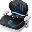 Benazcap Memory Foam Seat Cushion with Lumbar Support Pillow for Office Chair, Car & Gaming Seat, Wheelchair, Ergonomic Design for Sciatica & Tailbone Pressure Relief, Black, 46*30*37cm