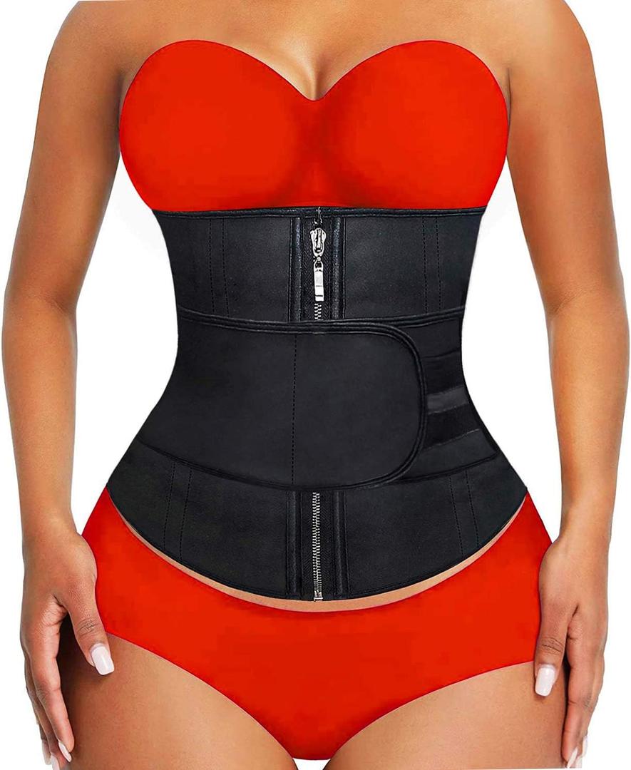 YIANNA Waist Trainer for Women Latex Underbust Double Training Belt Tummy Control Waist Cincher Sport Girdle (Large)
