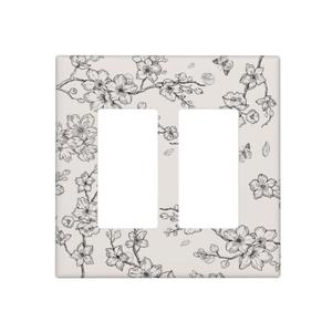 Vintage Country Floral Flower Butterfly Double Rocker Light Switch Plates Outlet Covers Decorative Electrical Wall Plate Receptacle Switchplate Decorate Plug Cover For Bathroom 4.6 * 4.5 Inch