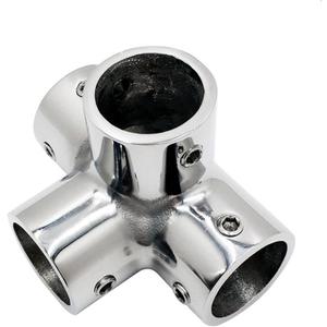 Marine 90 Degree 4-Way Cross Tube Pipe Connector, Heavy Dudy Stainless Steel 316 Boat Hand Rail Fitting Yacht Hand Pipe 90 Degree Elbow