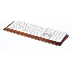 SAMDI Apple iMac Stand Base, Stainless Steel/Wooden Keyboard Tray - Magic Keyboard Mounting Platform - Black Walnut