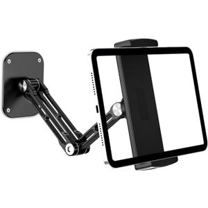 Tablet Wall Mount Holder, Aluminium Extendable iPad Wall Holder, with 360Rotating Base Adjustable and Foldable for iPad Pro Air Mini, Galaxy Tab, All 4.7-13" Phones and Tablets (Long)