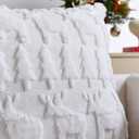 Christmas Trees Pillow Covers 18x 18 Inch Set of 2 Christmas Reindeer Shaped White Soft Faux Fur Throw Pillow Covers Xmas Winter Holiday Pillows Decorative Pillow Covers Cushion Cases for Sofa Couch