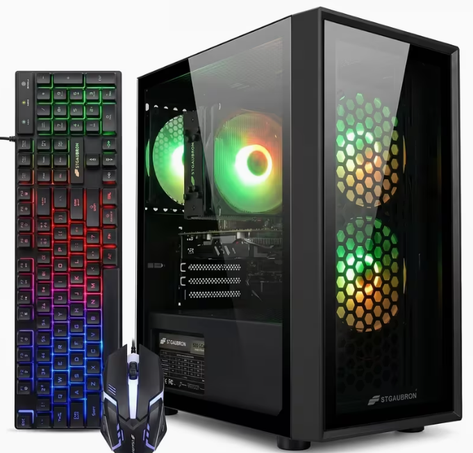 STGAubron Gaming PC Desktop,Core I5,RX 560 4G,16G RAM,512G SSD
Gaming Computer Tower for Streaming,Video Editing,Home,School,I5 up to 3.6GHz,ARGB Fan,WiFi 6,BT 5.0,4K DP,HDMI,Win11 Home
