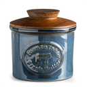 Ceramic Butter Dish with Lid, Butter Crock for Countertop, French Butter Keeper, Farmhouse Cow Pattern, Blue