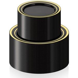 BESTSTAR 200PCS Black Plastic Plates Set with Gold Rim, 100 10.25 inch Dinner Plates and 100 7.5 inch Dessert Plates, Premium Disposable Plates forfor Party, Wedding, Holiday
