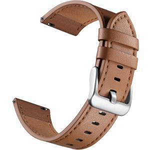 22mm 20mm 18mm 16mm Leather Band Compatible with Garmin Vivoactive 6 5 3 Venu 3S 2, Top Grain Quick Release Genuine Leather Strap for Samsung Galaxy Watch 7 6 5 4 Band/Forerunner 55 245 255 Men Women (Brown)