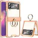 Galaxy Z Flip 4 Case with Hinge Protection Clear for Samsung Flip 4 Case with Kickstand Protective Cover for Samsung Galaxy Z Flip 4 5G (2022) - Orange