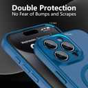 Cufelf Magnetic for iPhone 15 Pro Case(Compatible with Magsafe) Full Camera Protection,2+Full Coverage Screen Protector,Translucent Matte,Military Drop Protection Phone Case,6.1",Blue