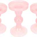 Candle Holders for Pillar Candles 3pcs Glass Candle Holder Pink Candle Holders for Candlesticks Glass Pillar Candle Holder for Home Restraunt Wedding Centerpiece