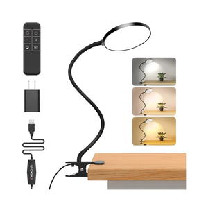 iFalarila Reading Light with Remote, LED Desk Lamp Clip on [1H Timer & Nightlight] RA>95 Dimmable Flexible Gooseneck, Reading Lamp with Clamp for Table - 4.7'' (Adapter Included)