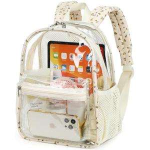 BTOOP Clear Mini Backpack for Stadium Events 12x12x6 Small Transparent Backpacks Plastic See Through Clear Bag for Concerts Work Festival Security Travel