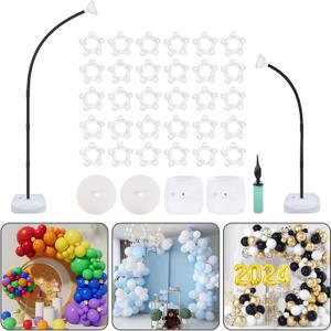OurWarm 8.2FT & 6FT Balloon Arch Stand Kit, Black Half Arch Balloon Stand with Base for Floor, Free Bending Top Balloon Column Kit for Wedding Birthday Baby Shower Graduation Party Decorations