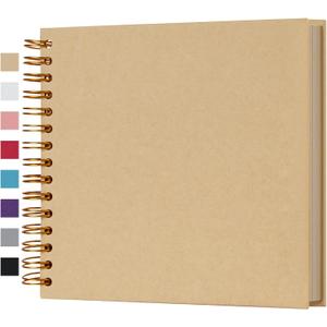 10 x 10 Inch Leather Hardcover 40 Pages DIY Scrapbook Photo Album Blank Craft Paper Wedding Anniversary Family Photo Scrapbook Album (Yellow, 10 x 10 Inch, Pack of 2)