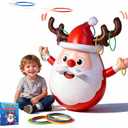 Christmas Games for Family Party, Inflatable Reindeer Ring Toss Game and Wobbling Punching Bag, Fun Christmas Games for Kids and Adults Also Great for Holiday Decoration