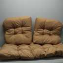 Outdoor Wicker Patio Furniture Cushions 3 Piece Set Waterproof Settee Cushion All-Weather Durable Fluffy Chair Pads,Porch Swing Cushion,1 Bench Cushion,43x20&2 U-Chairs Pads 19x19& Khaki