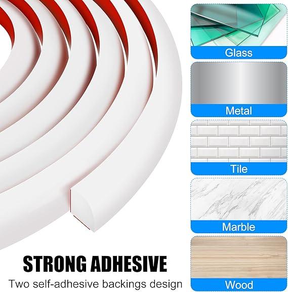 Pack of 2 Pluden Flexible Quarter Round Molding Trim, Double-Sided Self Adhesive Peel and Stick Quarter Round Rubber Trim Molding for Wall Edge Corner, Cabinet Edge, Countertops, 39inch, White