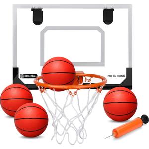 Larger Indoor Basketball Hoop with 9" Large Dunk Rim for Kids and Adults, Over The Door Basketball Hoop for Bedroom with 3 Rubber Small 6" Basketball Sport Toy Gifts