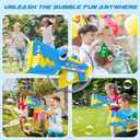 Bubble Gun for Kids Ages 4-8: Shark Light Up Bubble Machine for Toddlers, Rechargeable, 2 Bubble Solution, Outdoor Toy Party Birthday Gift for 3 4 5 6 7 8 Year Old