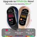 FITVII Slim Fitness Tracker AMOLED with Blood Oxygen, Blood Pressure, 24/7 Heart Rate and Sleep Tracking, IP68 Waterproof Activity Trackers and Smart Watches with Step Tracker, Pedometer for Women Men