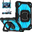 for Galaxy Tab A9 Plus Case 11 Inch, Rugged Case for Samsung Galaxy A9+ Tablet with Screen Protector 360 Rotating Stand Shoulder Strap Pen Holder, 2023 Model(SM-X210/X216/218), Black Blue