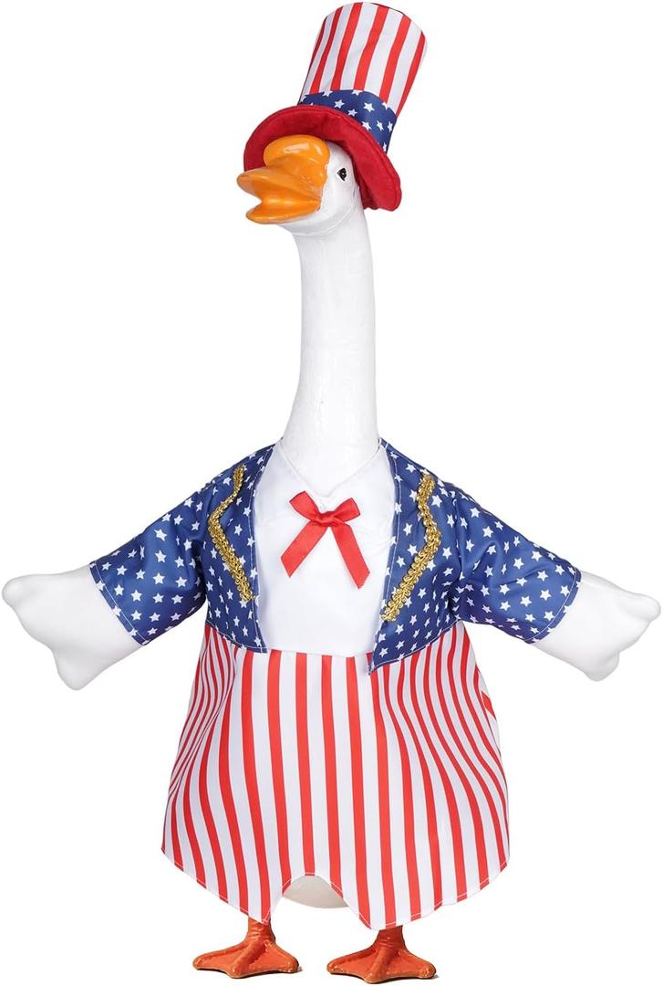 cnomg Patriotic Porch Goose Outfits 4th 0f July Porch Goose Outfit for Independence Day Outdoor Patio Yard Lawn Art Decoration
