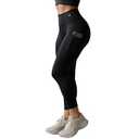 CompressionZ Women's Compression Leggings High Waisted Performance Shaping Gym, Pilates, Travel, Yoga, Workout Pants W/ Pockets Black 7/ 8 X-Large